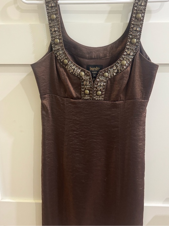 Laundry By Shelli Segal Dresses & Skirts - Laundry By Shelli Segal Bronze Sheath Dress with Jeweled Neckline